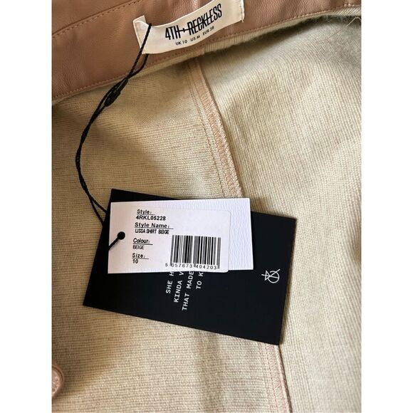 NWT 4th & Reckless Faux Leather Shirt Jacket Size M Tan - Picture 7 of 9